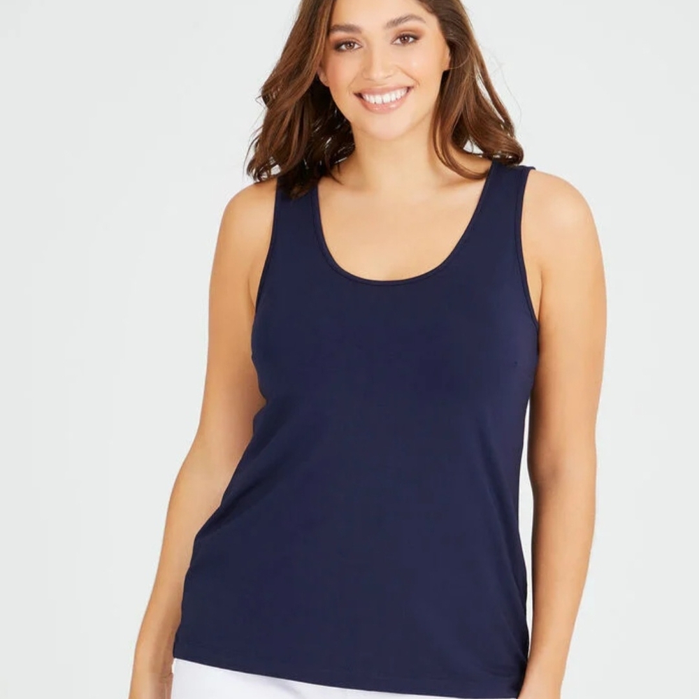 Susan Graver Navy Tank Top with Scoop Neckline 💙